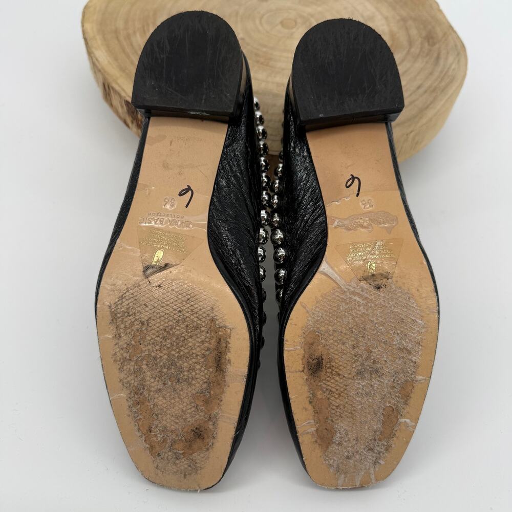 Zara Women's Black Leather Studded Block Heel Loafers Shoes Size 36 - Picture 9 of 9